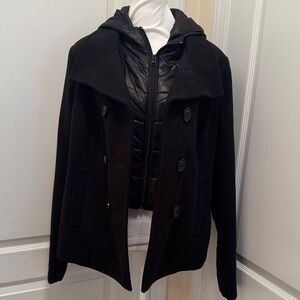 Maralyn & Me Black Double-Breasted Peacoat - Junior’s size XL